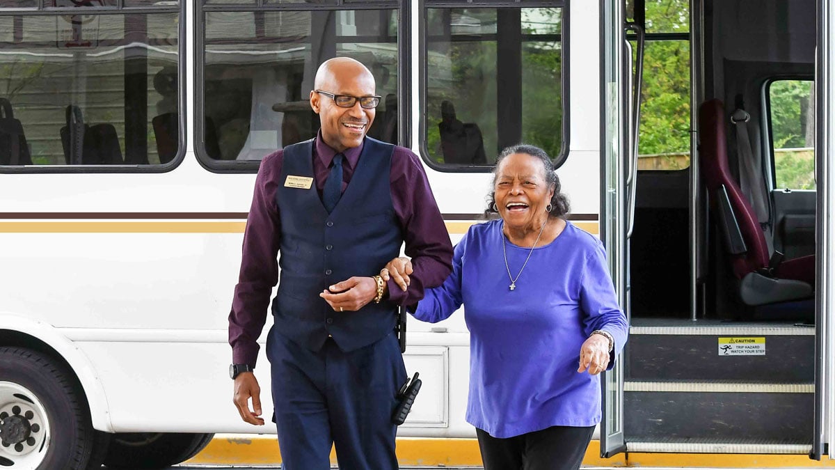 The Summerville Estates community bus providing resident transportation
