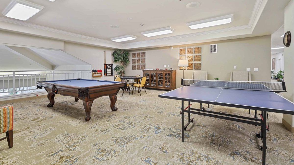 The game room at Summerville Estates