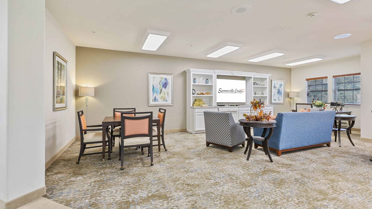 The TV lounge at Summerville Estates