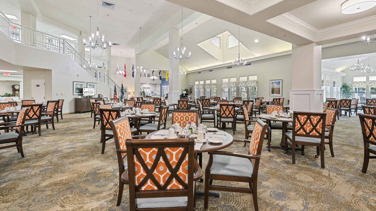 The dining room at Summerville Estates set for mealtime