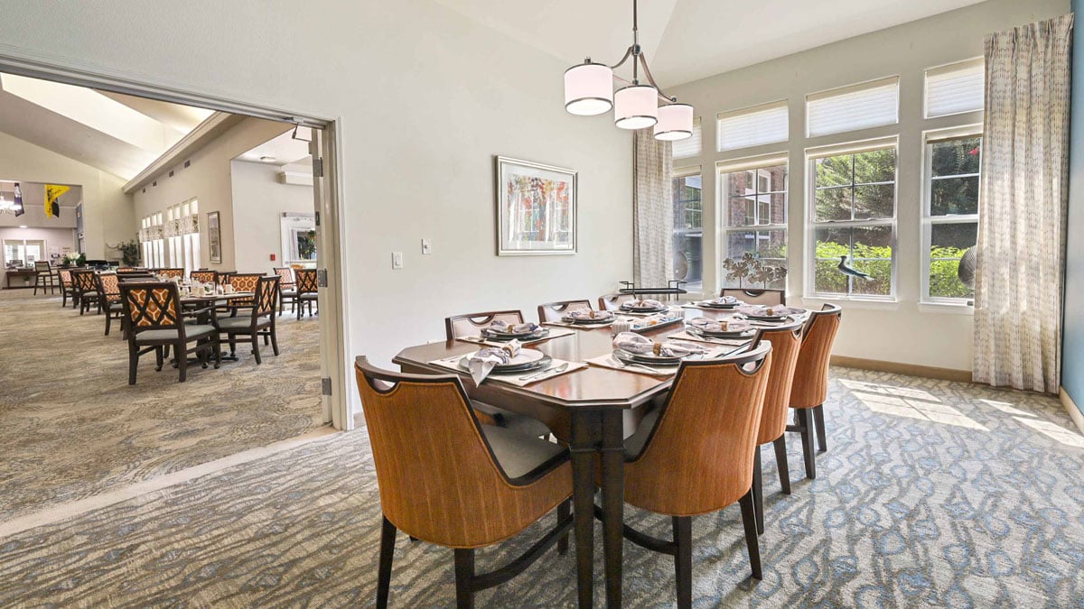 The dining room at Summerville Estates set for mealtime